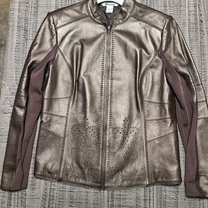 Elegant Metallic Leather Jacket